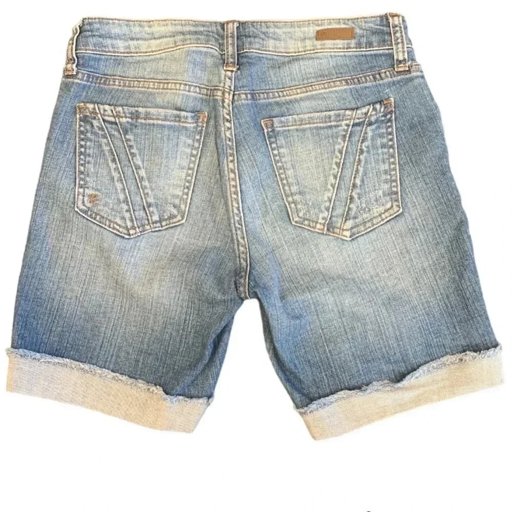 Kut From The Kloth Blue Boyfriend Denim Jean Shorts Size 0 Lonnie Distressed